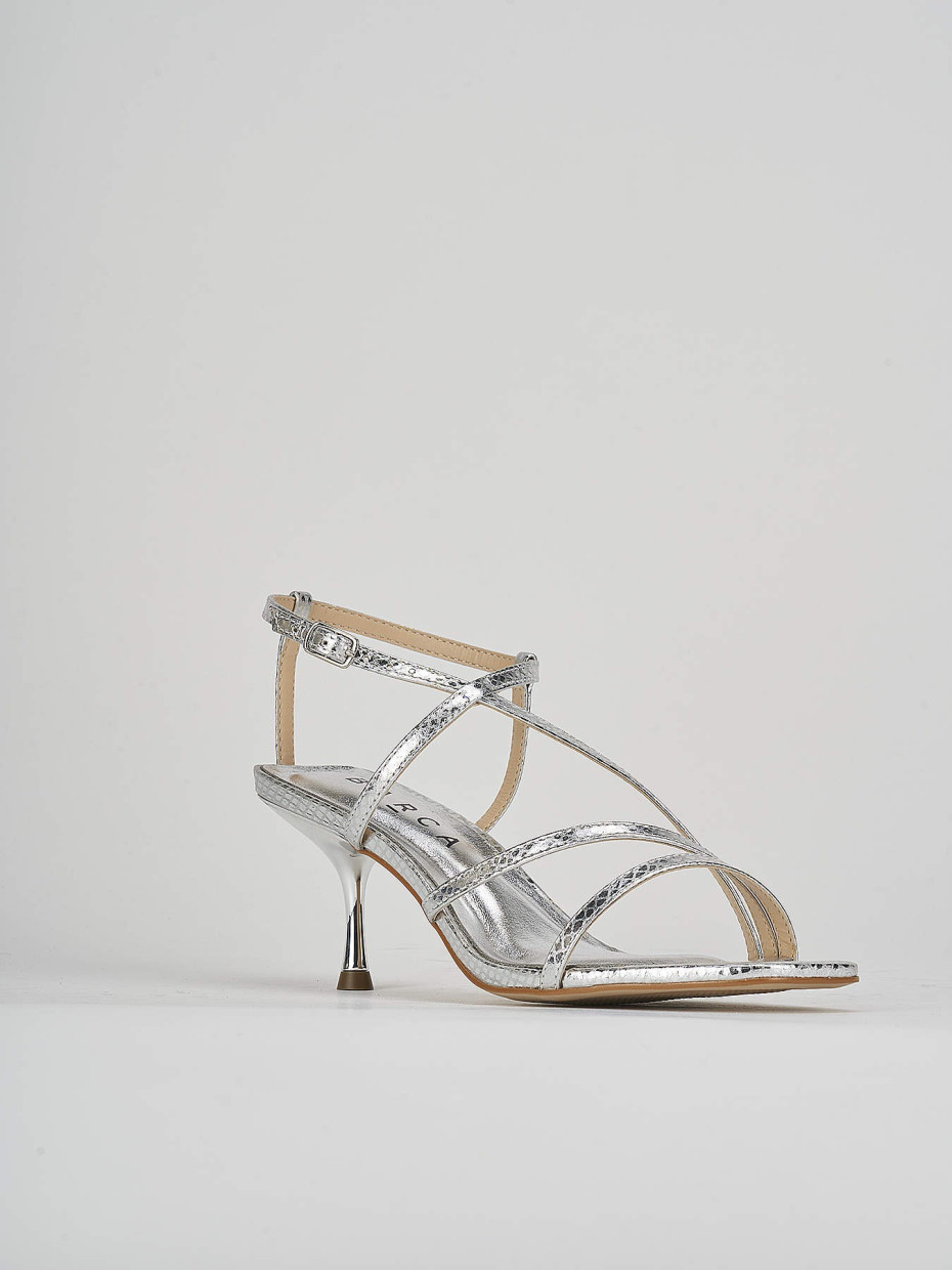 High heel sandals woman heel 6 cm silver python | Barca Stores