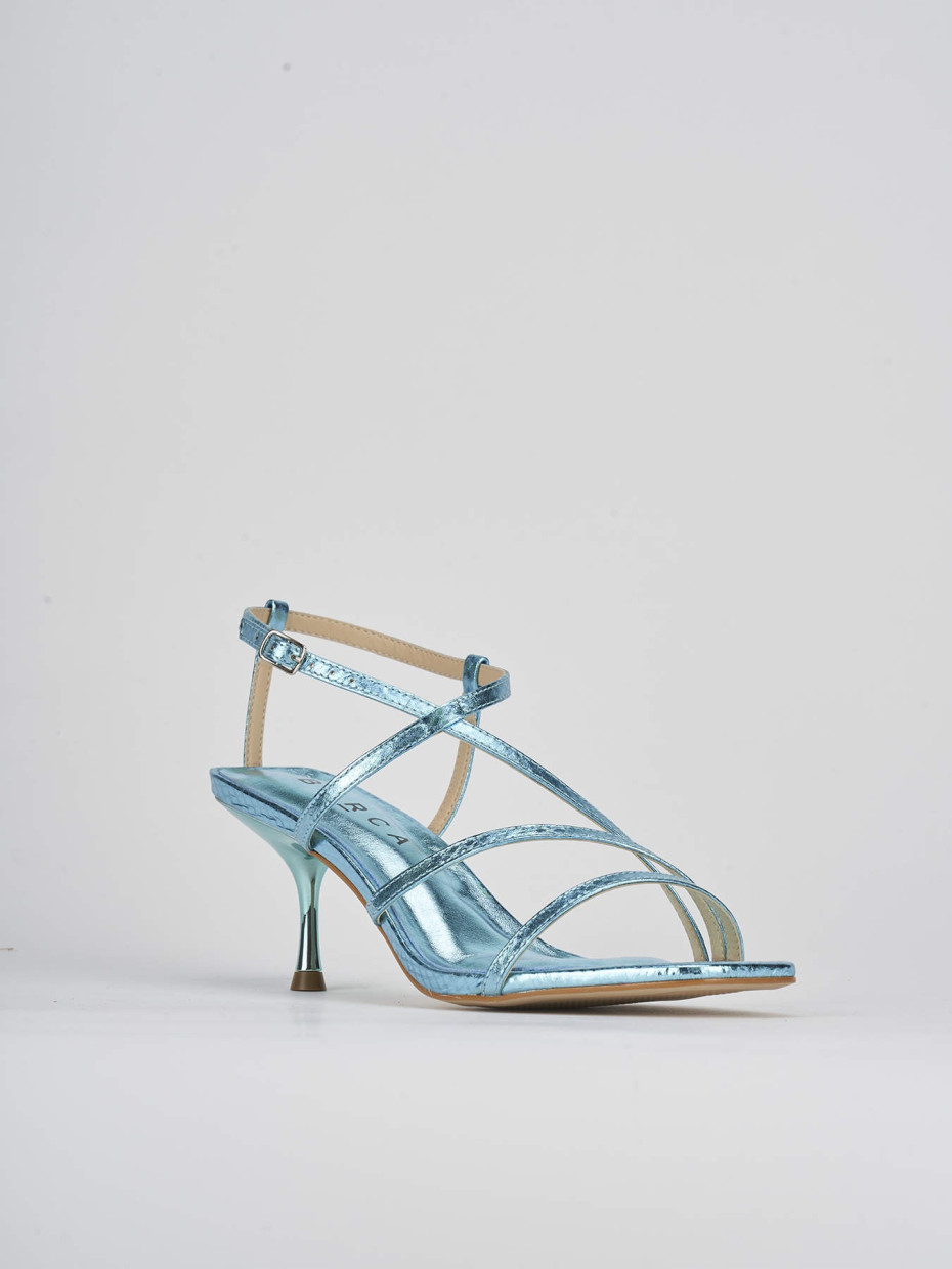 High heel sandals heel 6 cm light blue python