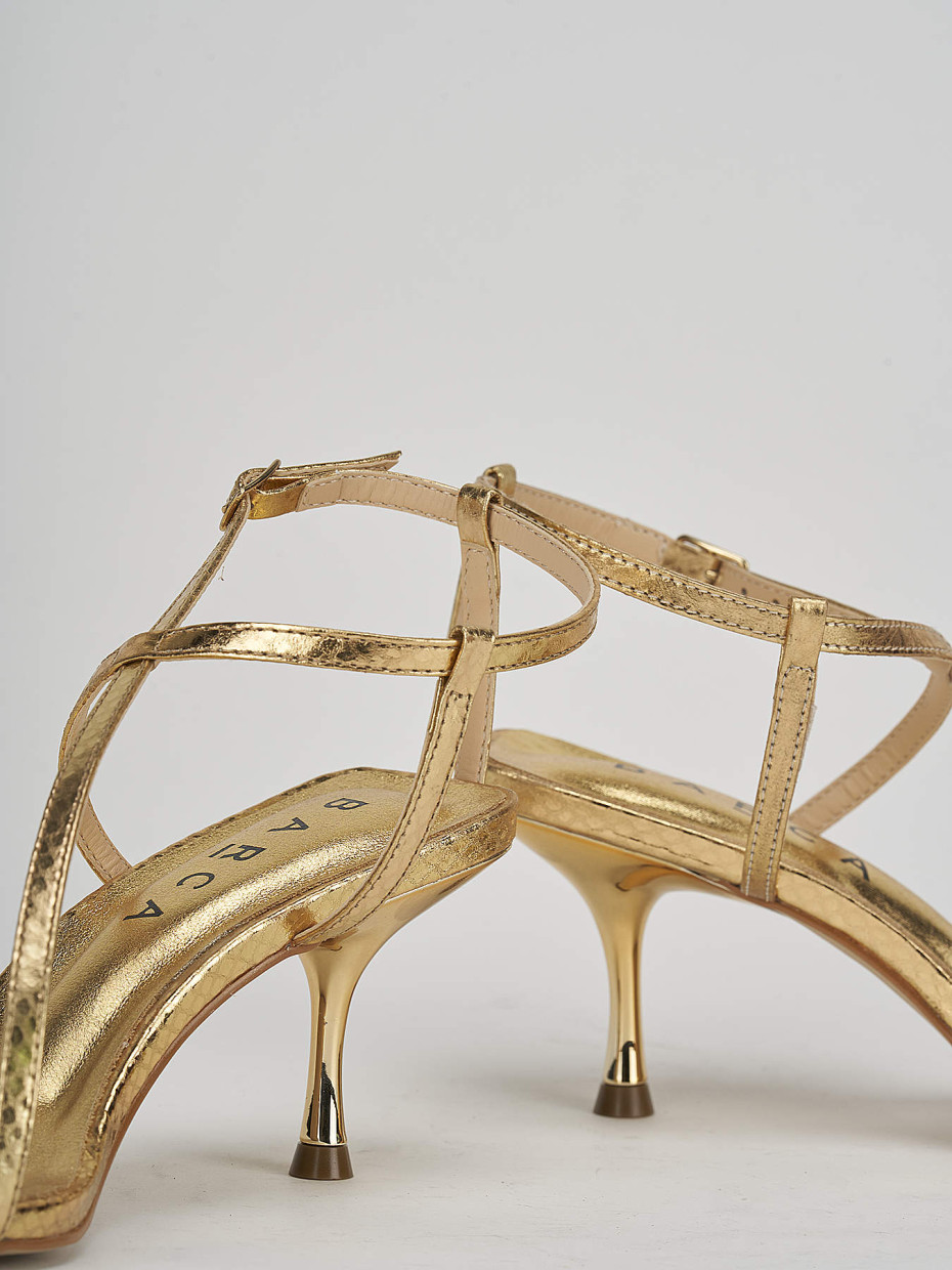 Sandali tacco 6cm pitone oro