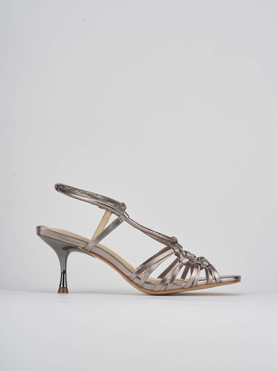 High heel sandals heel 6 cm silver leather
