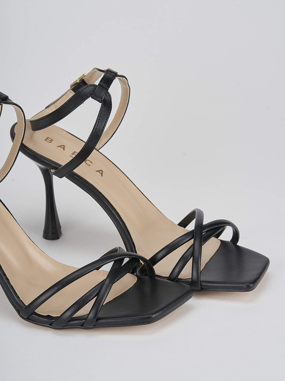 High heel sandals heel 9 cm black leather