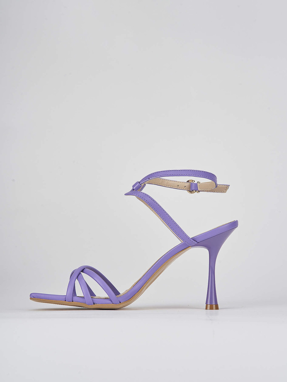 High heel sandals heel 9 cm violet leather