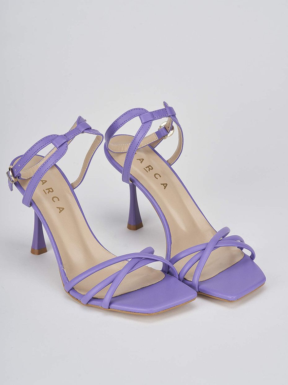 High heel sandals heel 9 cm violet leather