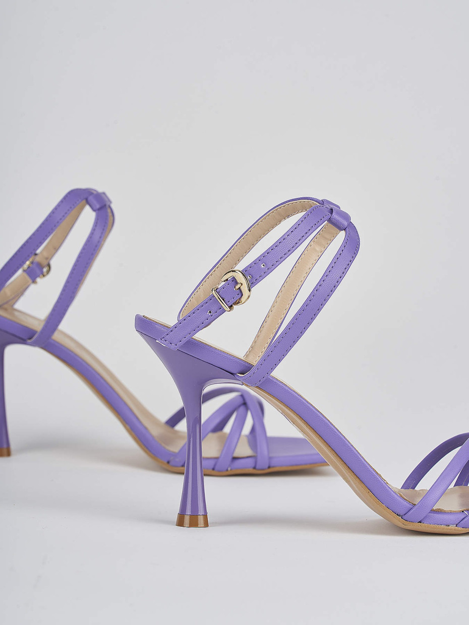 High heel sandals heel 9 cm violet leather