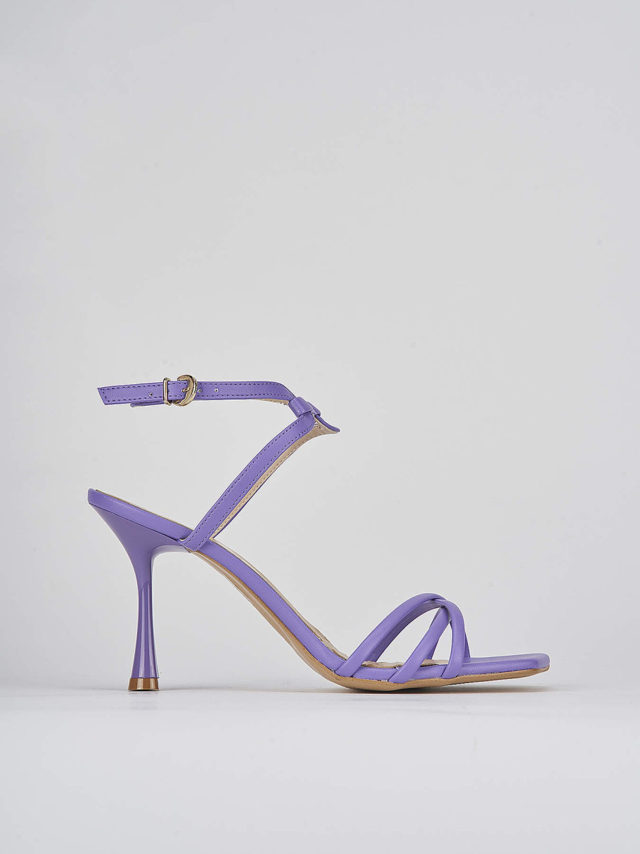 High heel sandals heel 9 cm violet leather