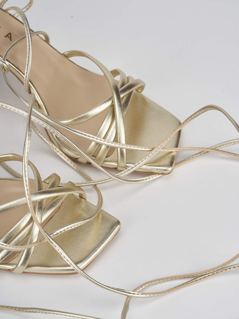 High heel sandals heel 9 cm gold leather