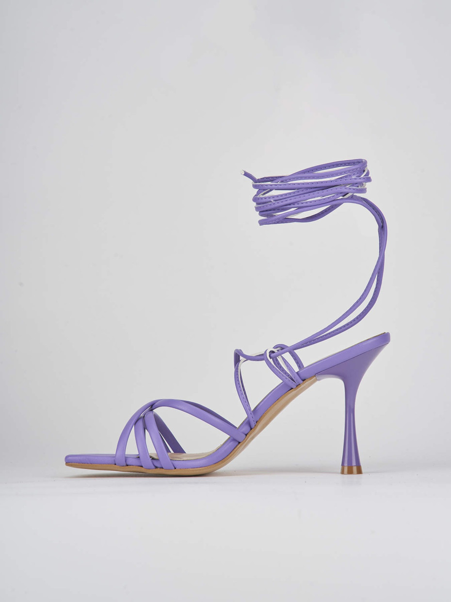 High heel sandals heel 7 cm violet leather