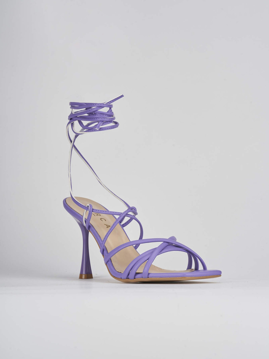 High heel sandals heel 7 cm violet leather