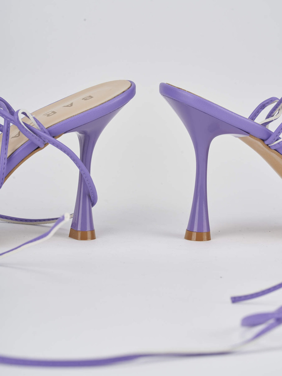 High heel sandals heel 7 cm violet leather