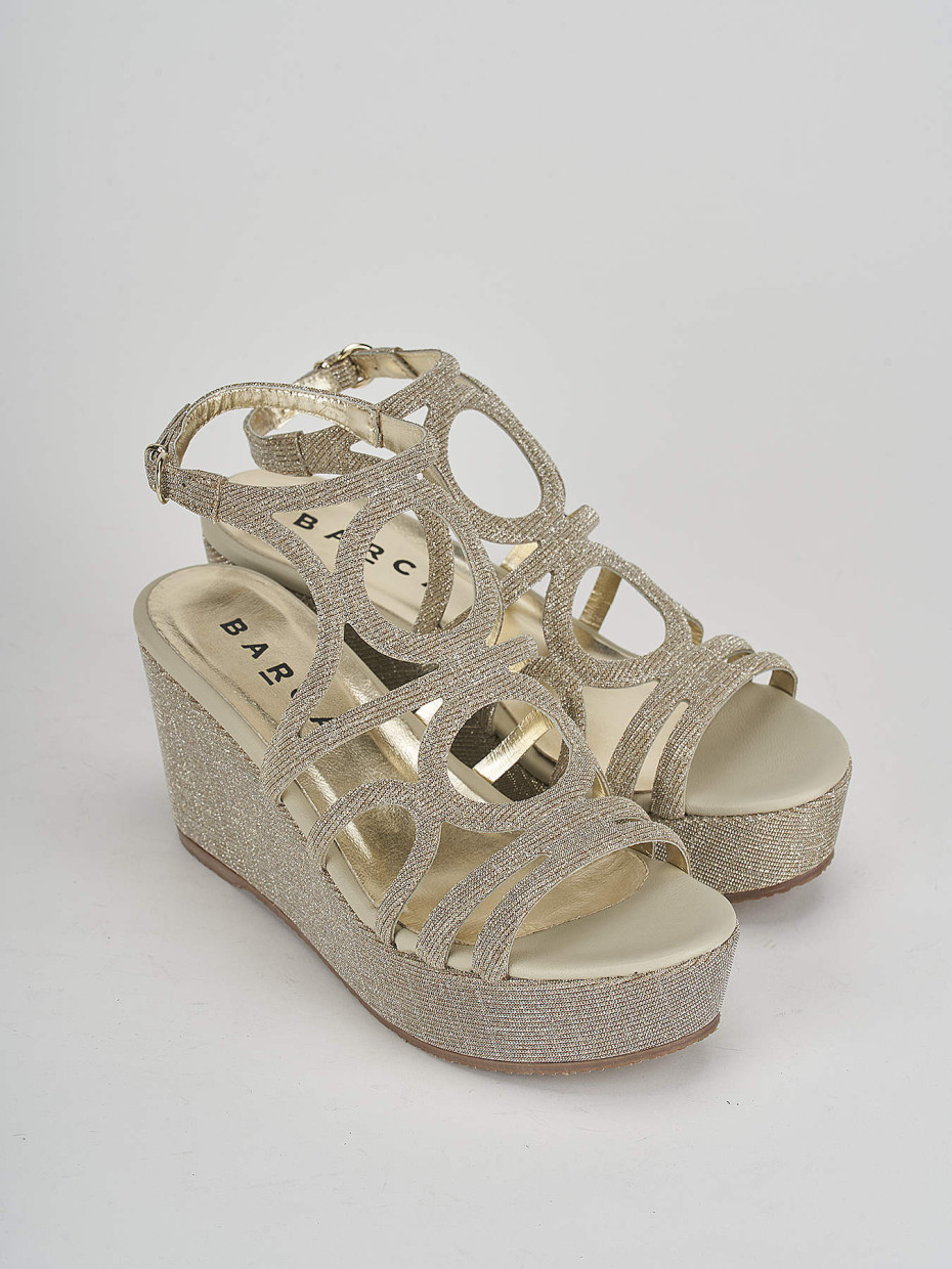 Wedge heels heel 8 cm gold leather