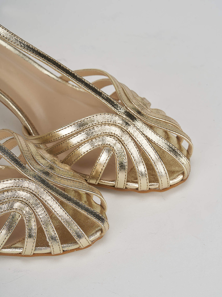 High heel sandals heel 5 cm gold leather