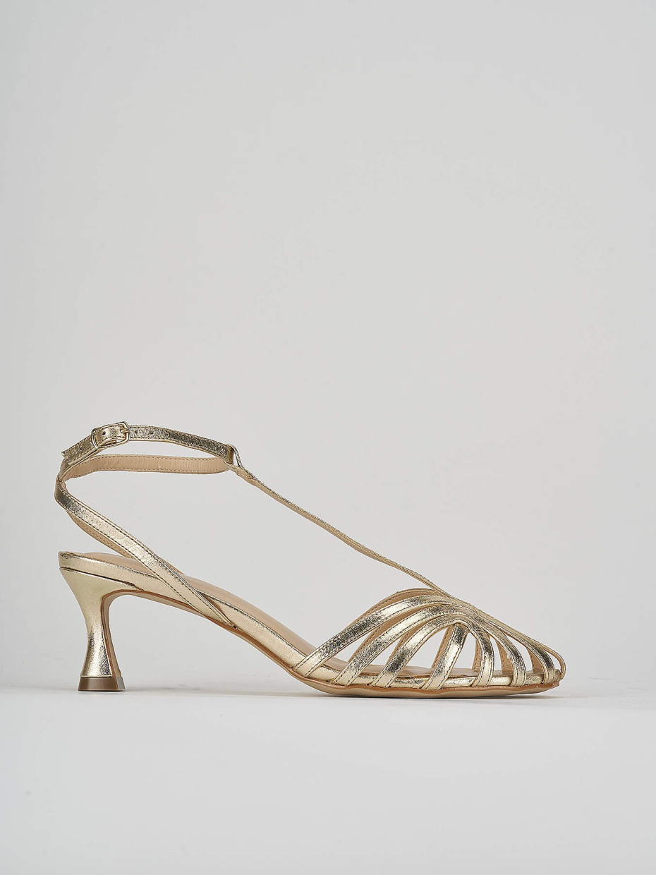 Sandali tacco 5cm pelle oro
