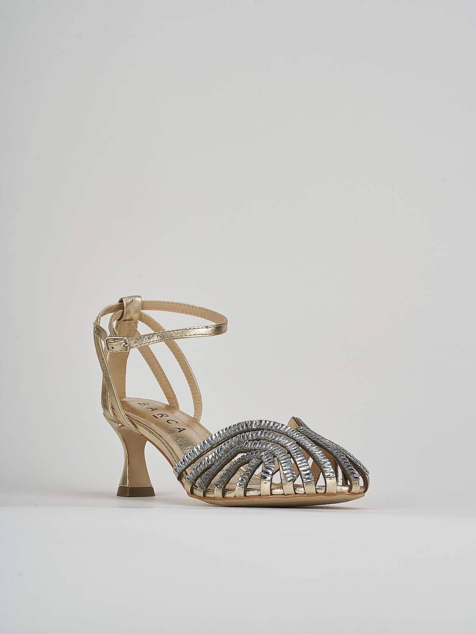 Sandali tacco 5cm pelle oro