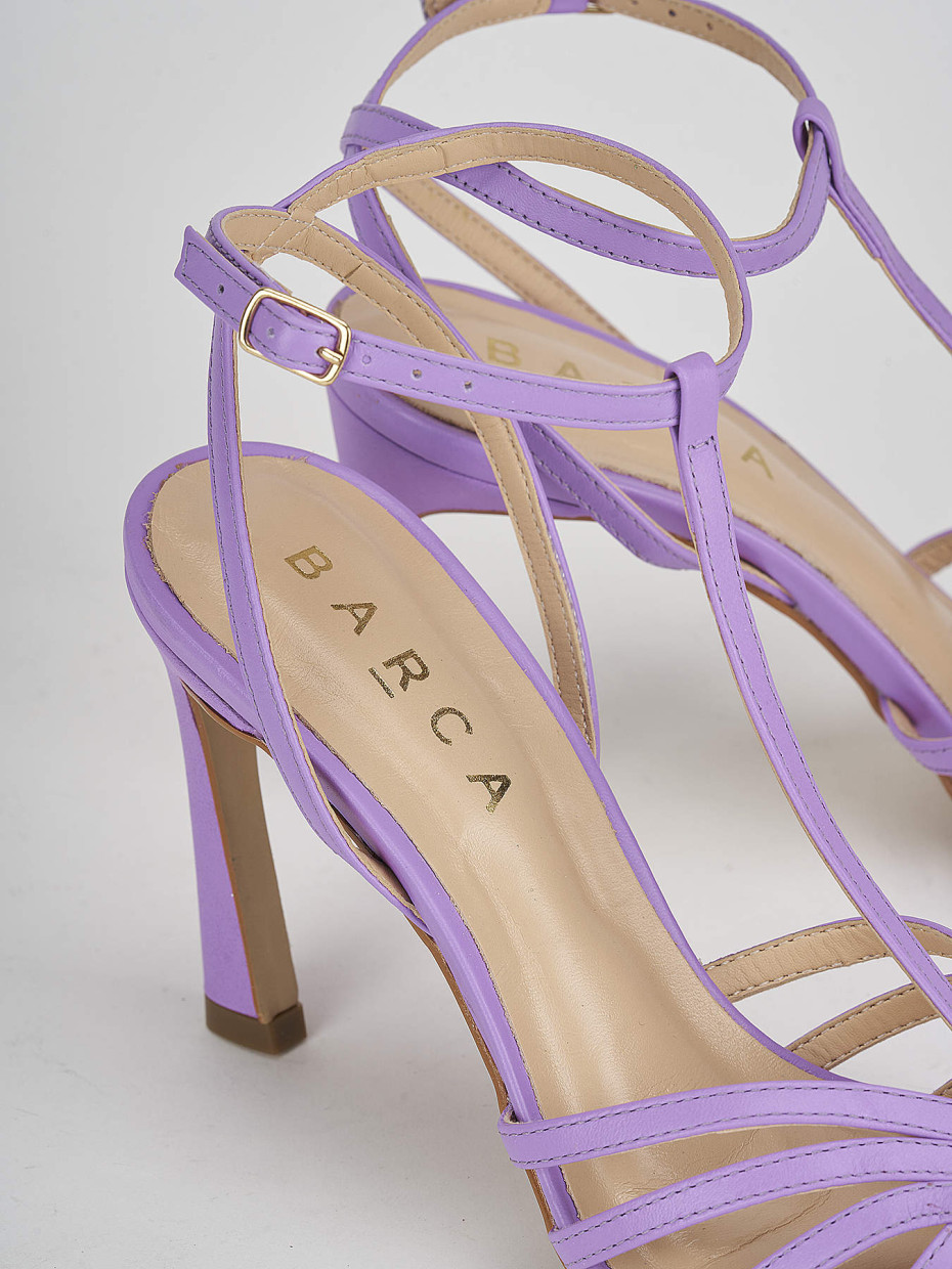 Sandali tacco 9cm pelle viola Barca Stores