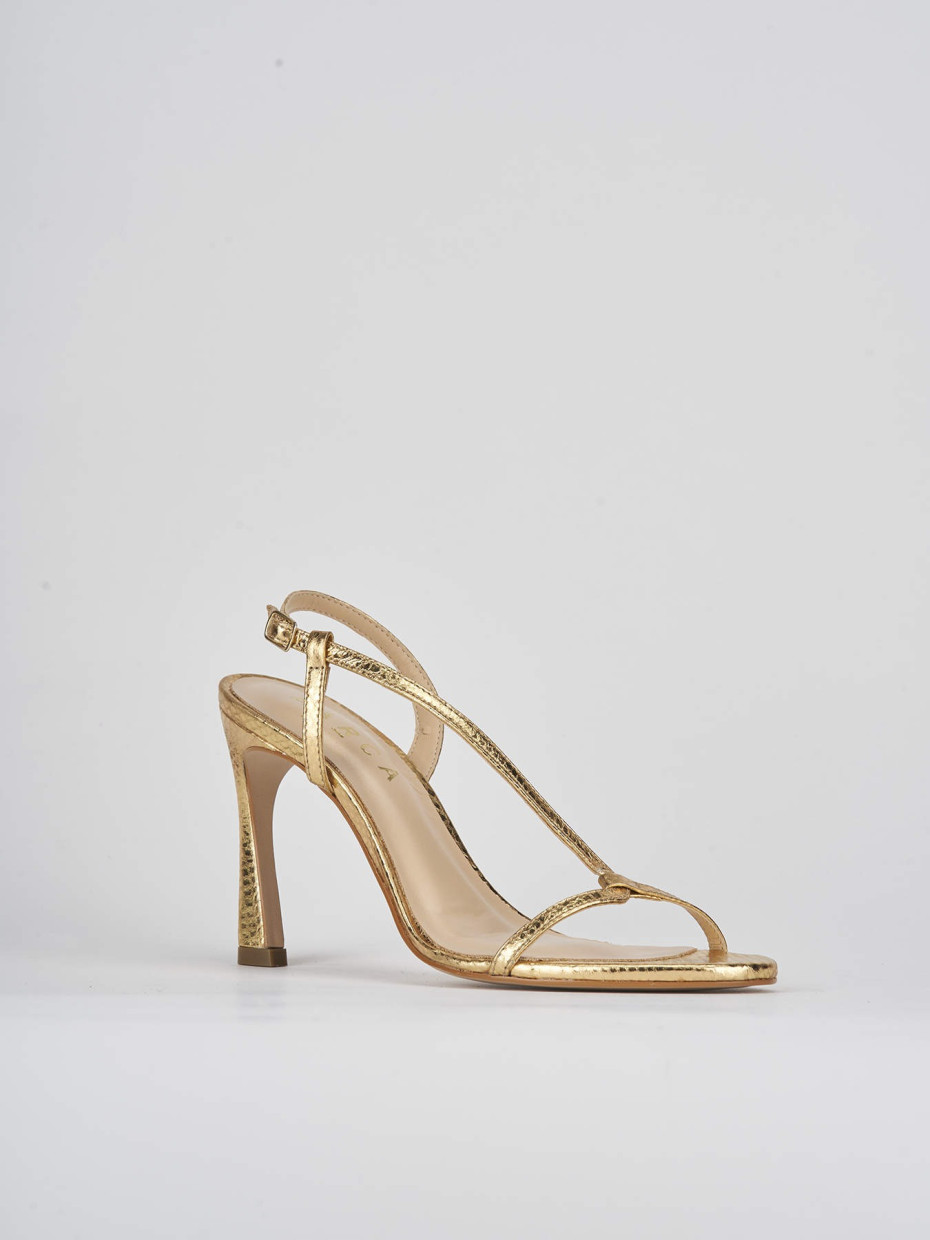 High heel sandals heel 8 cm gold python