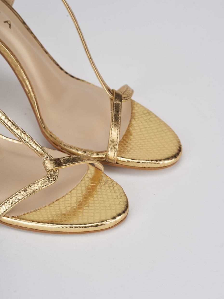 High heel sandals heel 8 cm gold python