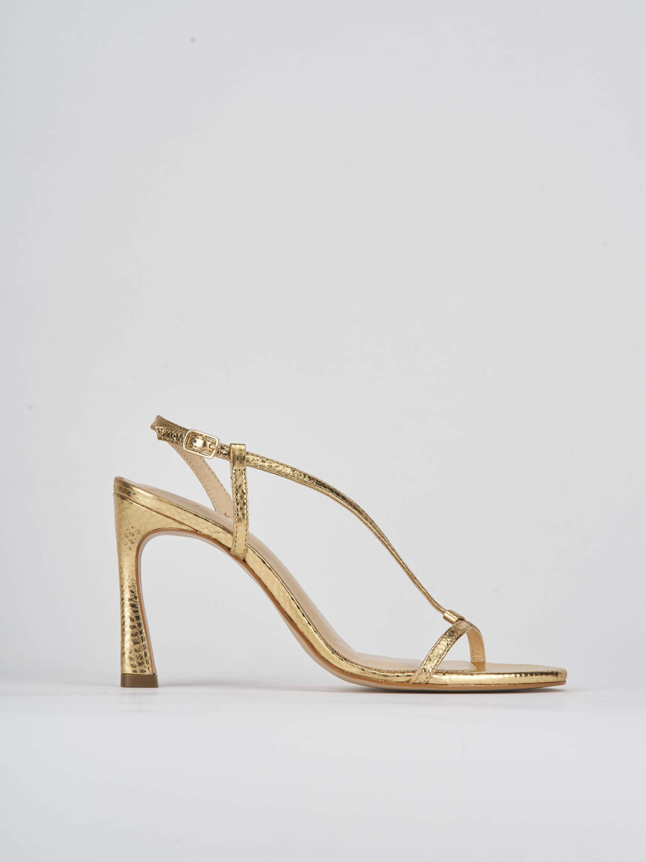 High heel sandals heel 8 cm gold python