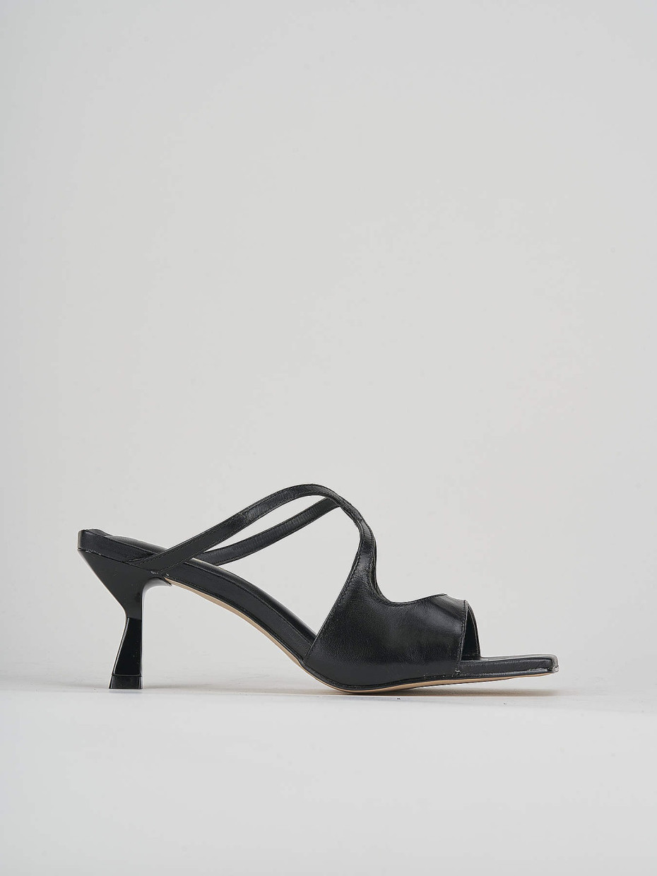 Ciabatte tacco 6cm pelle nero