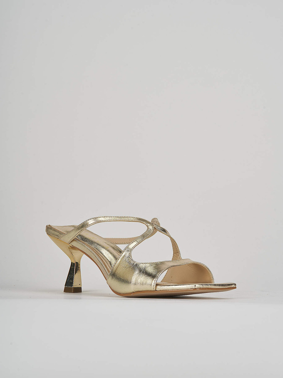 Slippers heel 6 cm gold leather