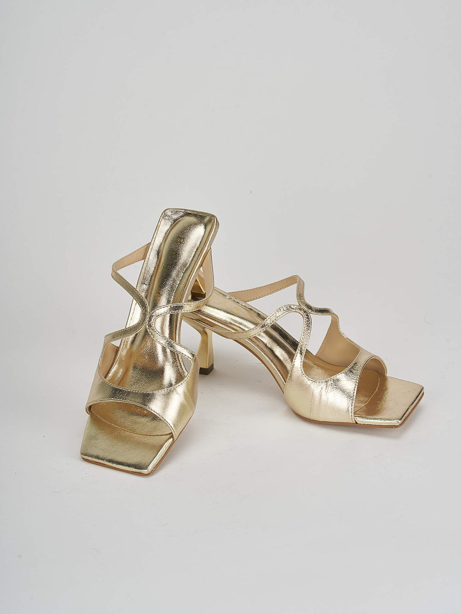Slippers woman heel 6 cm gold leather Barca Stores