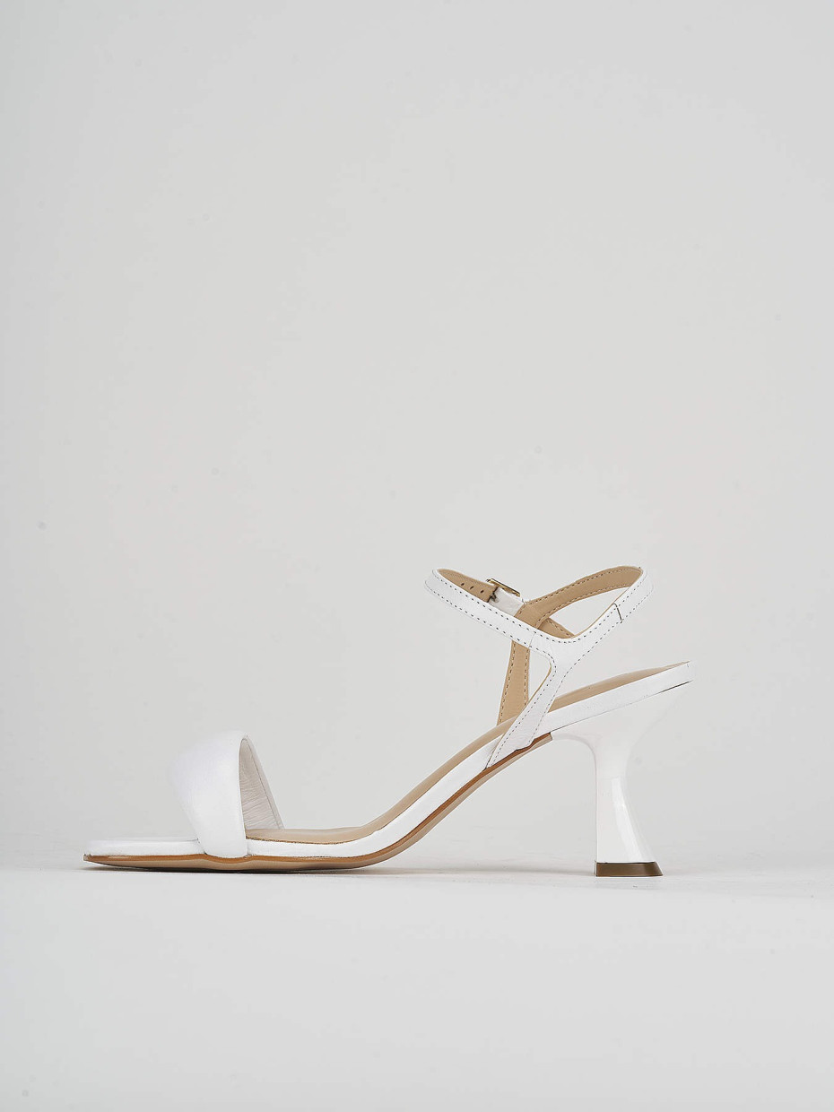 High heel sandals heel 6 cm white leather