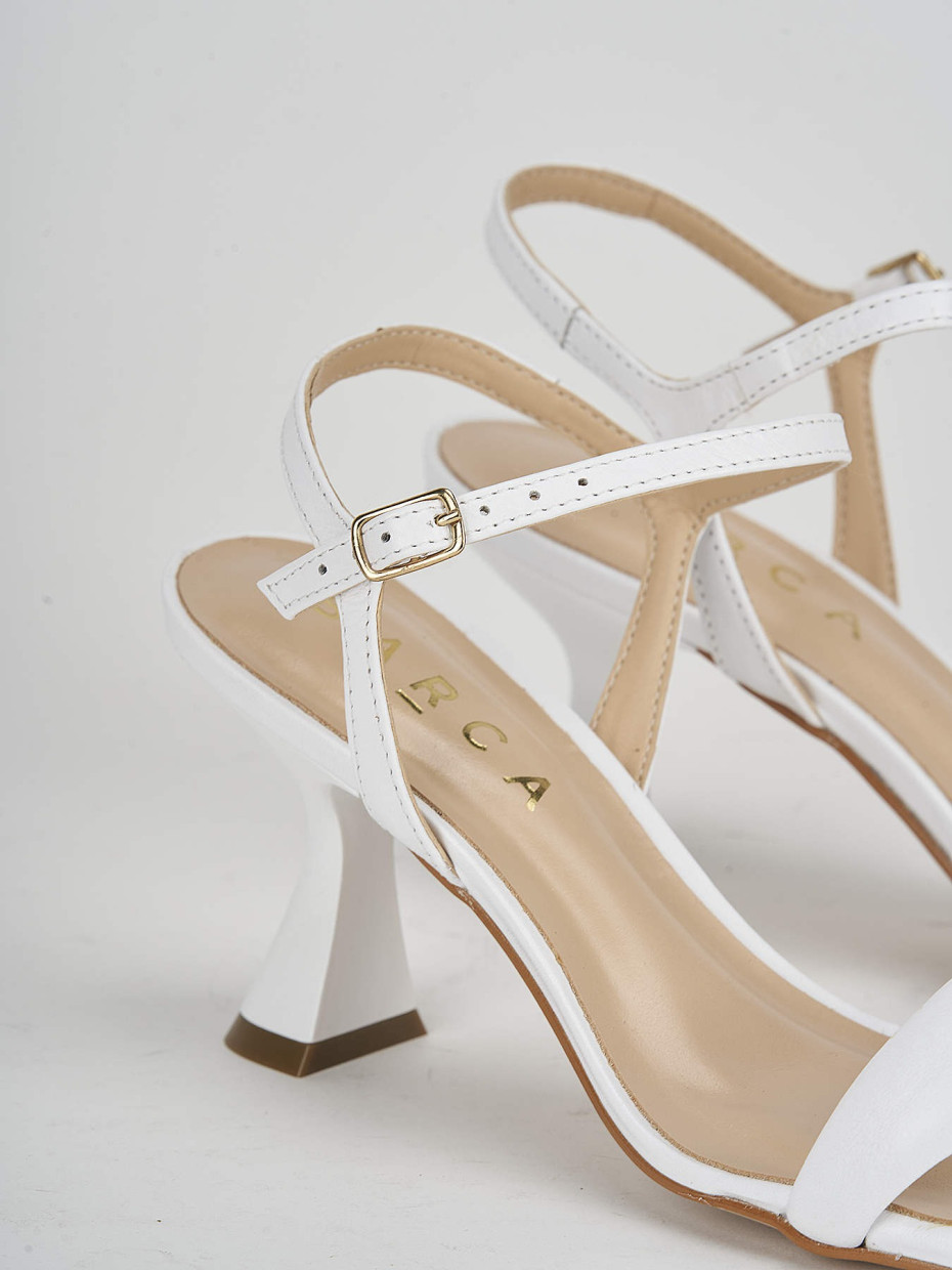 High heel sandals heel 6 cm white leather