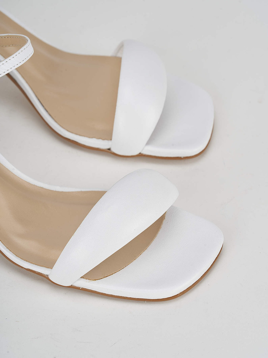 High heel sandals heel 6 cm white leather