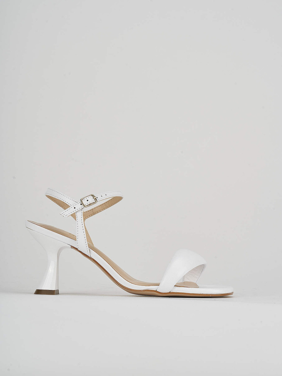 High heel sandals heel 6 cm white leather