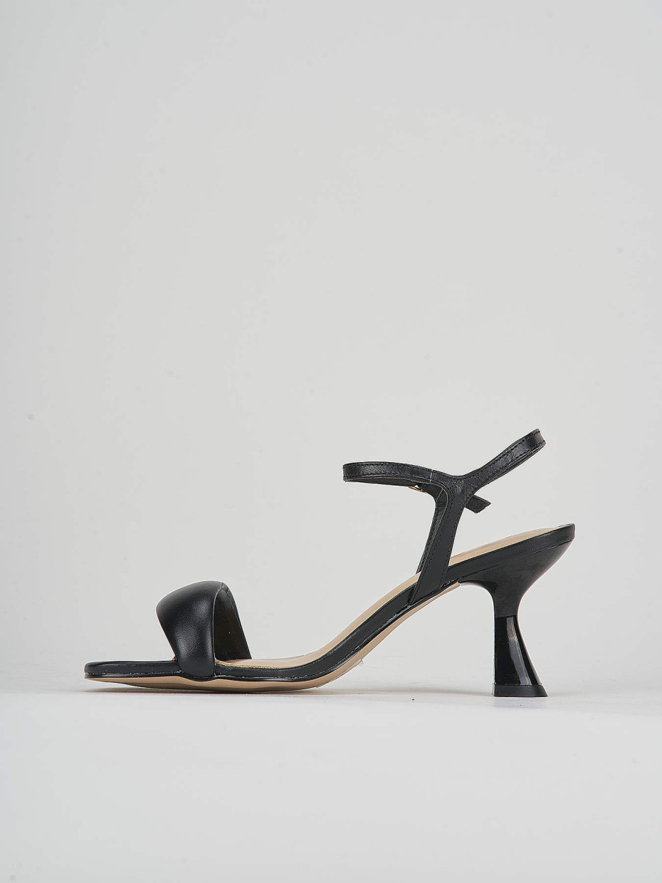 High heel sandals heel 6 cm black leather