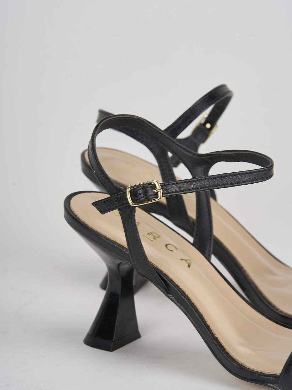 High heel sandals heel 6 cm black leather