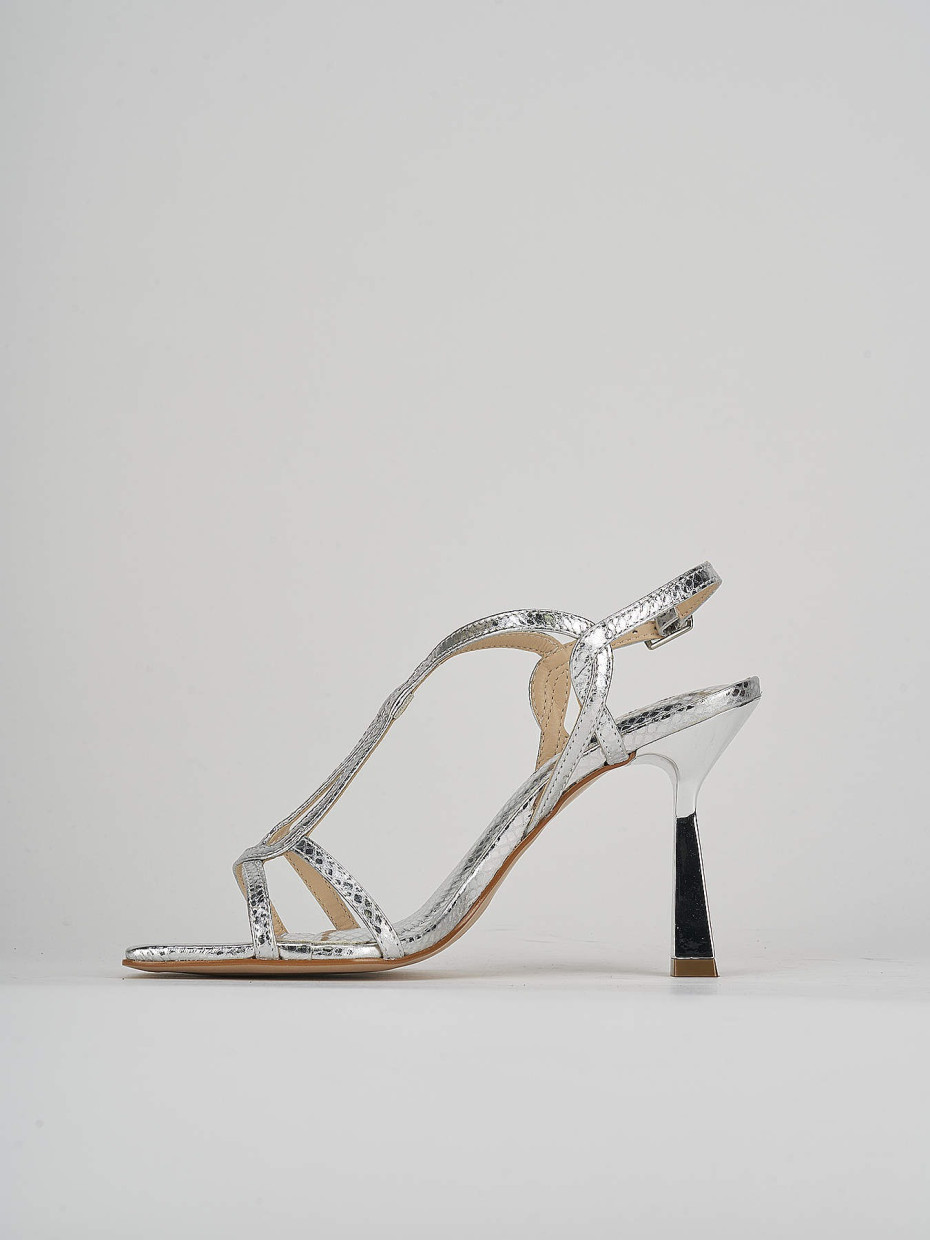 High heel sandals heel 9 cm silver python