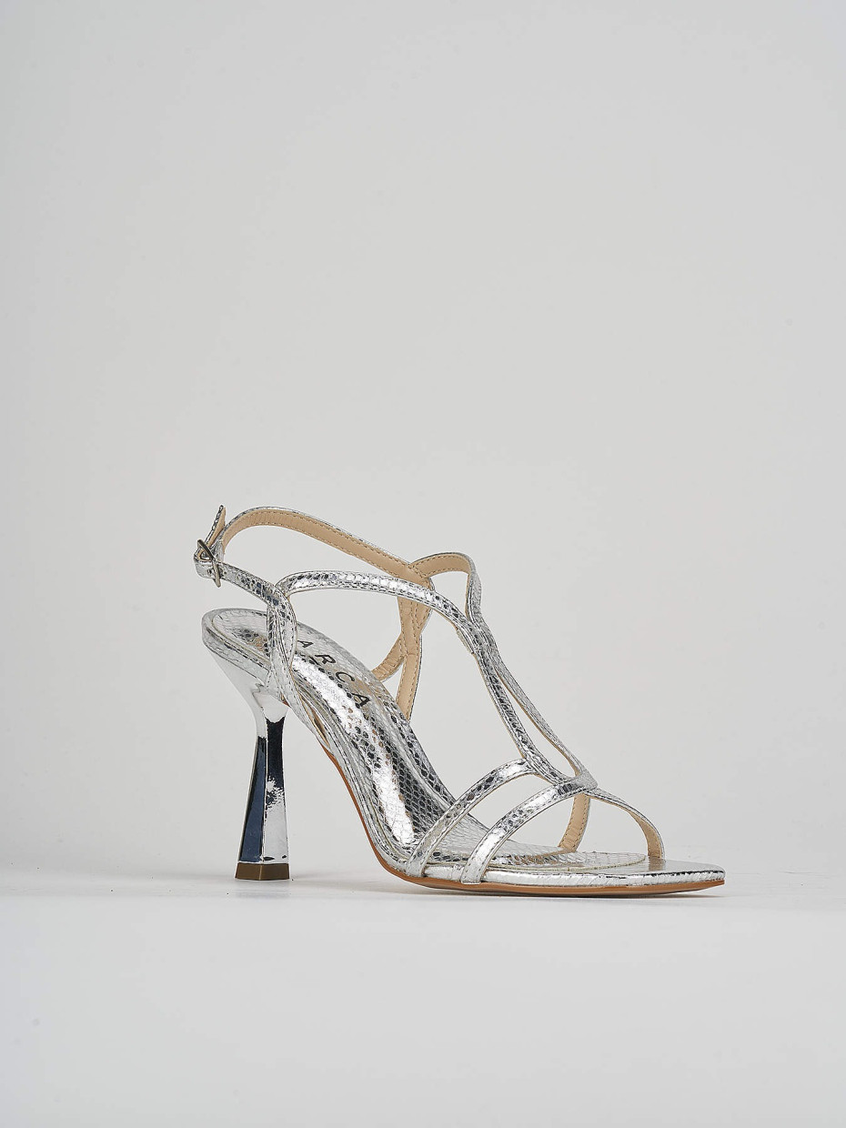 High heel sandals heel 9 cm silver python