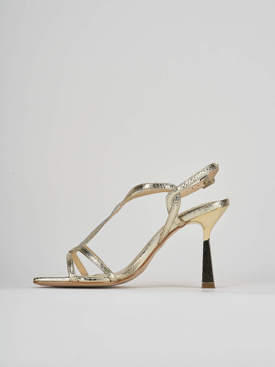 High heel sandals heel 9 cm gold python