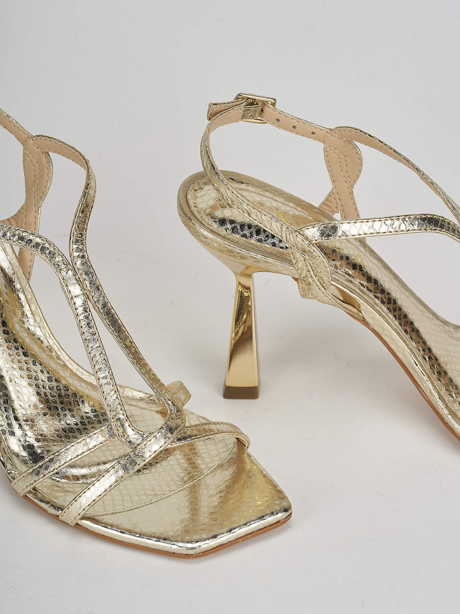 High heel sandals heel 9 cm gold python