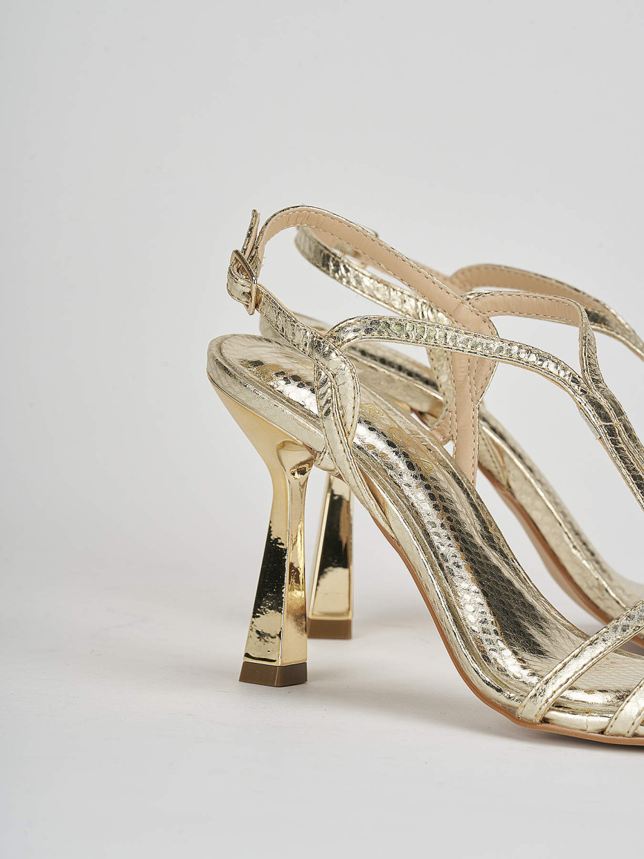 High heel sandals heel 9 cm gold python