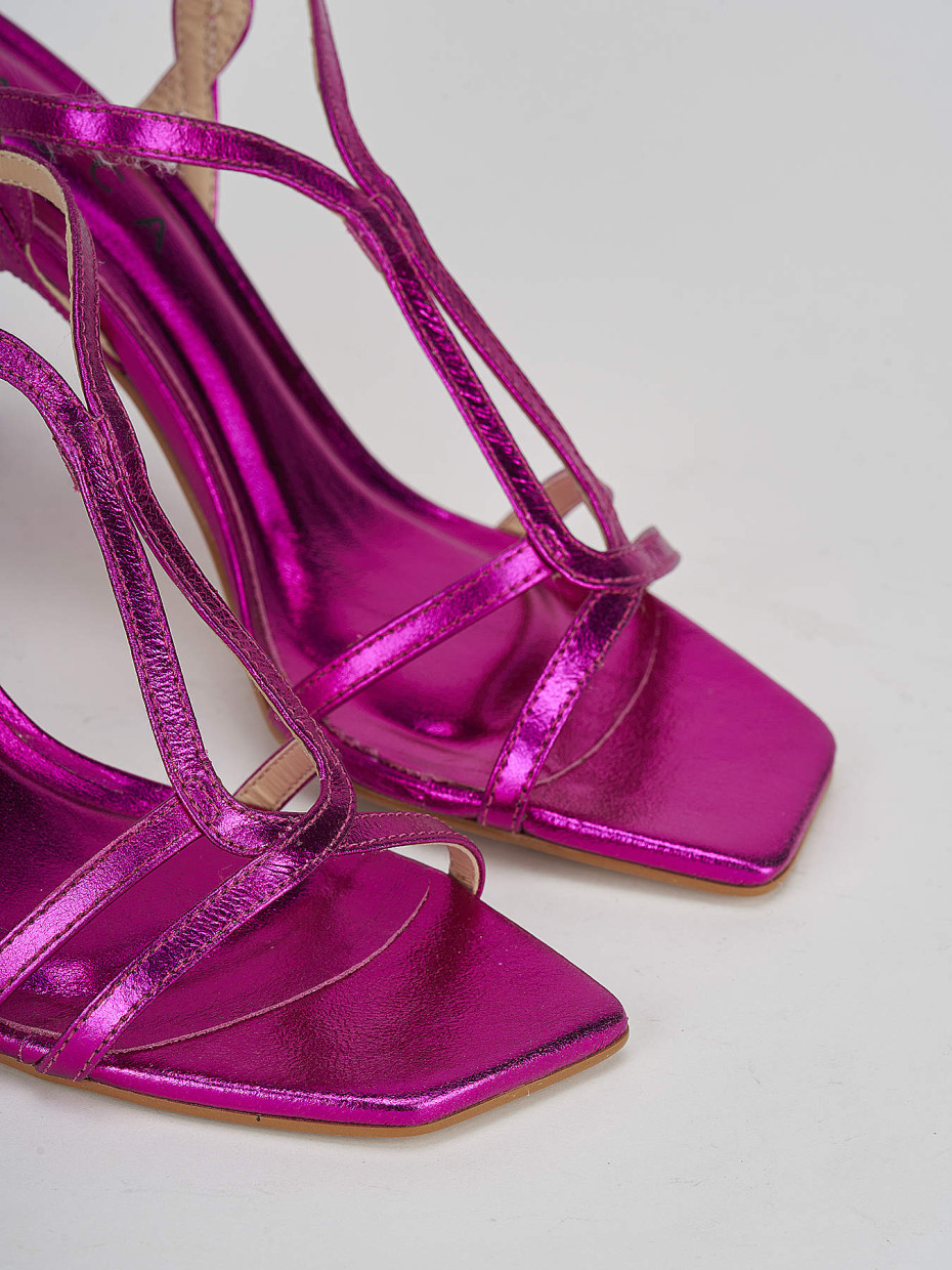 High heel sandals heel 9 cm pink leather