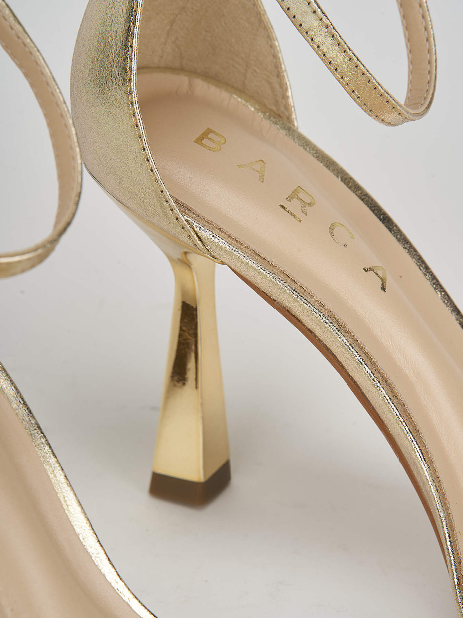 High heel sandals heel 9 cm gold leather