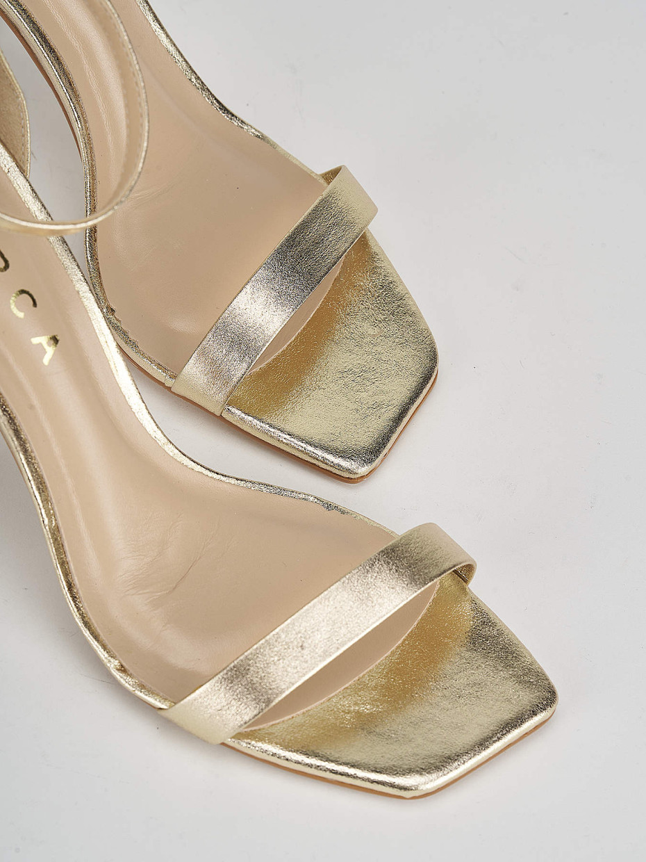 High heel sandals heel 9 cm gold leather