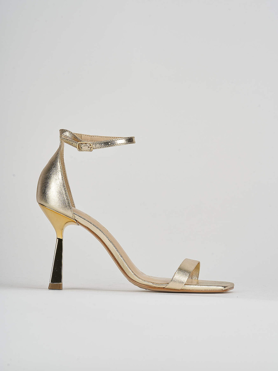 High heel sandals heel 9 cm gold leather