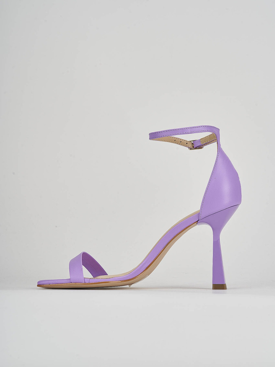 High heel sandals heel 9 cm violet leather