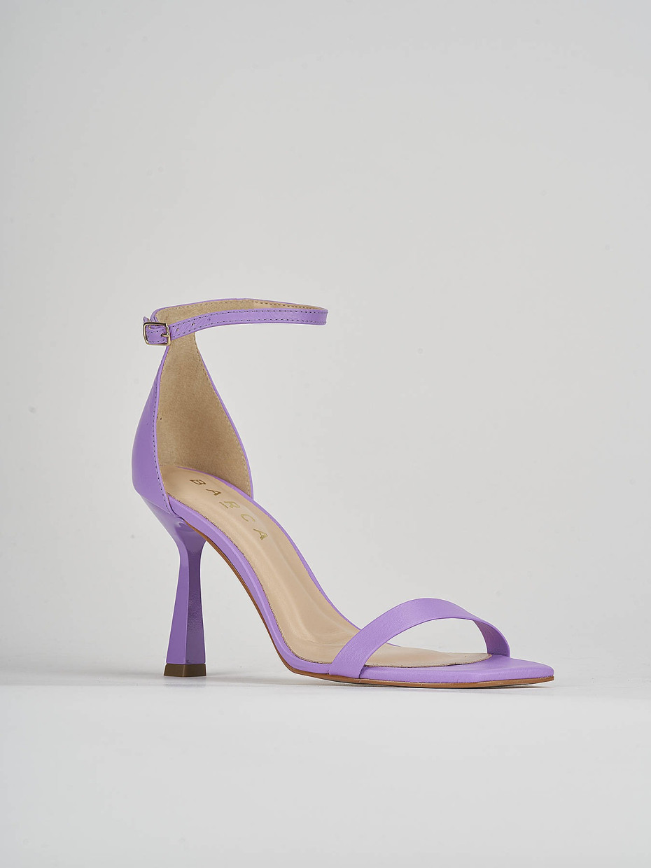 High heel sandals heel 9 cm violet leather