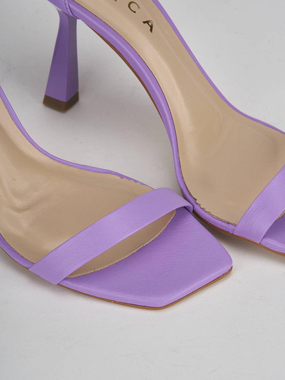 High heel sandals heel 9 cm violet leather