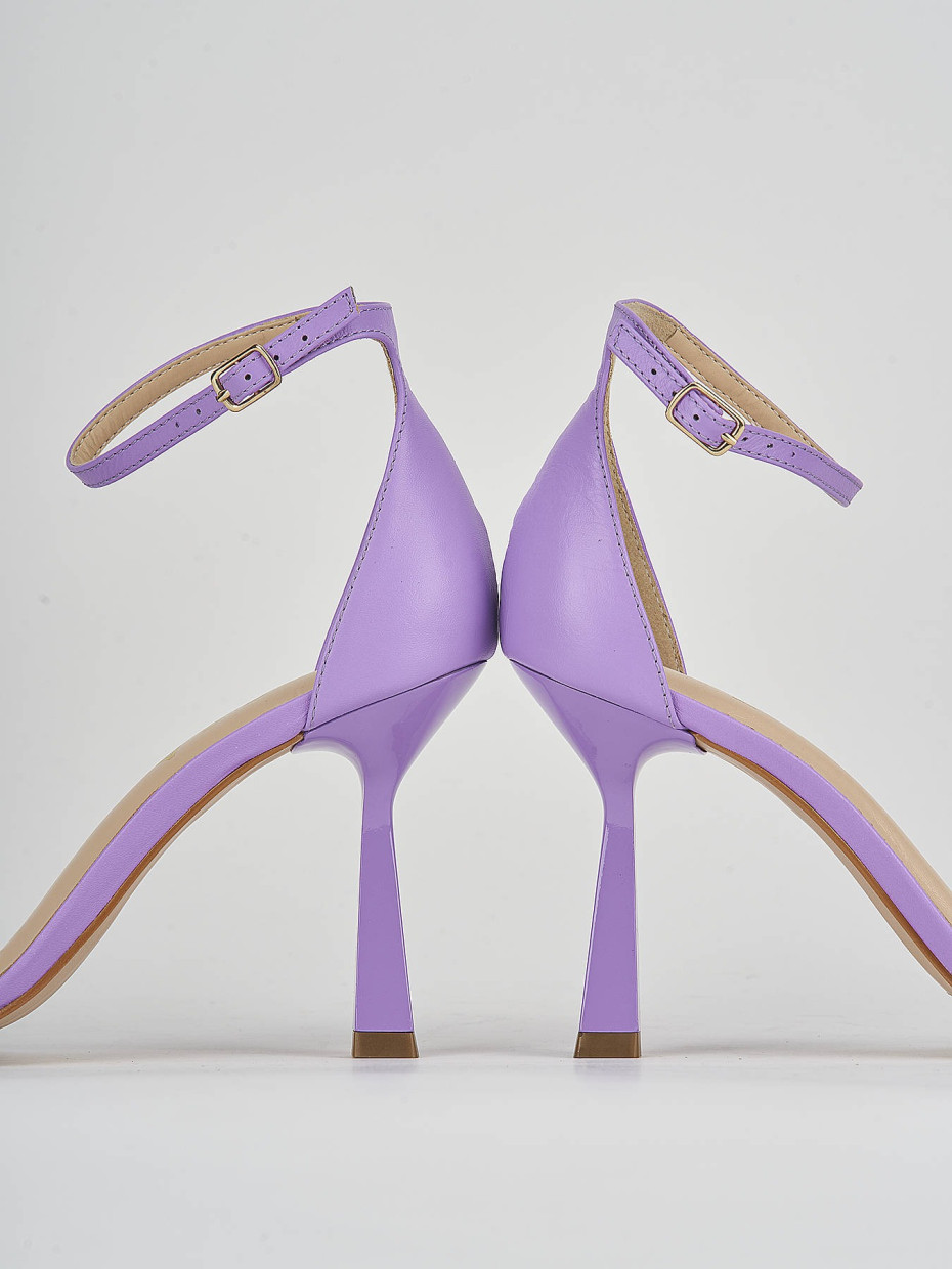 High heel sandals heel 9 cm violet leather