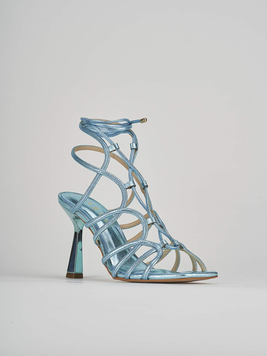 High heel sandals woman heel 9 cm light blue leather Barca Stores