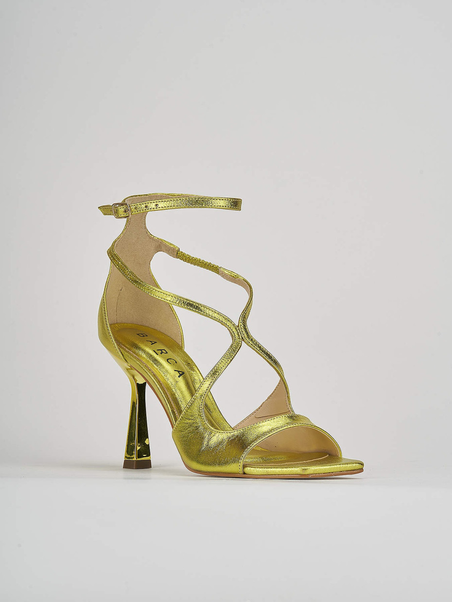 High heel sandals heel 9 cm yellow leather