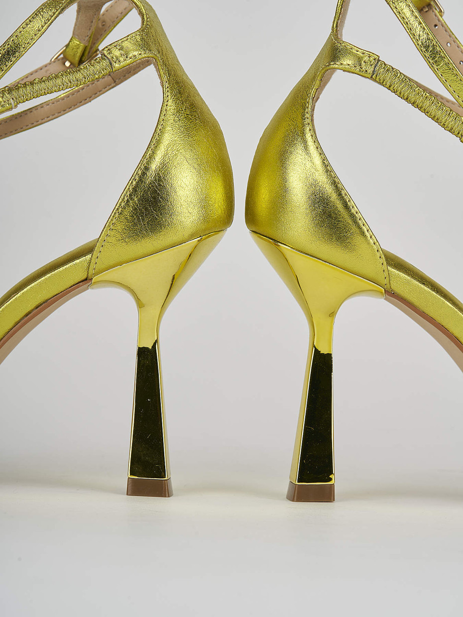 High heel sandals heel 9 cm yellow leather