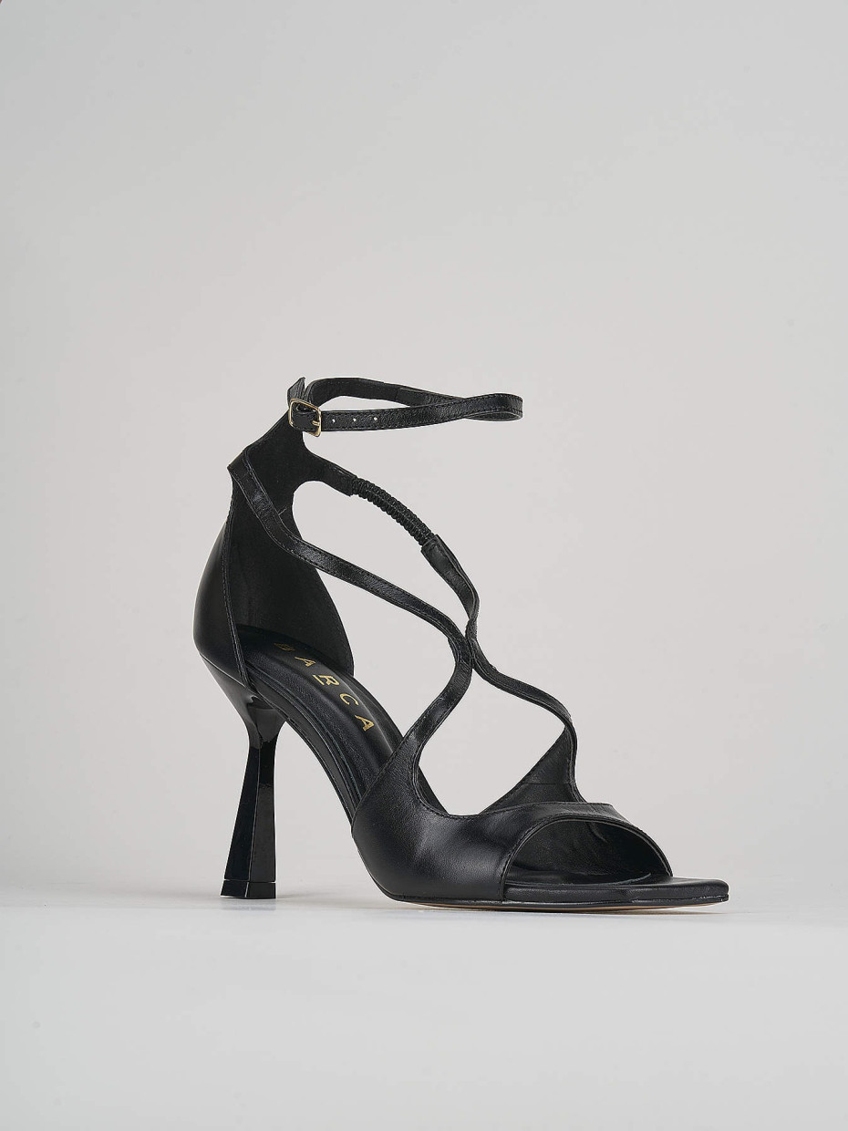 High heel sandals heel 9 cm black leather