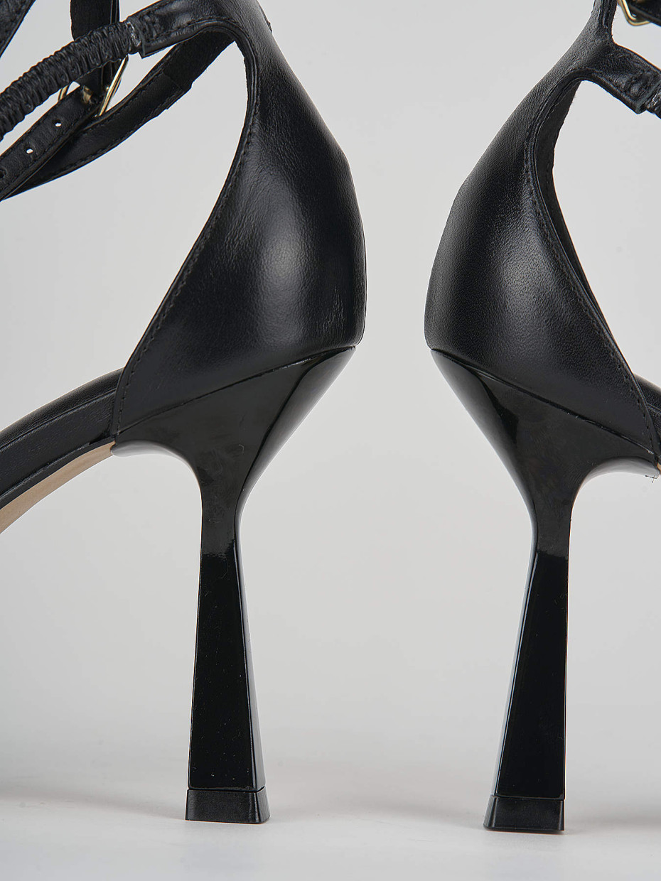 High heel sandals heel 9 cm black leather