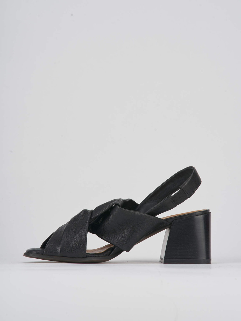 Sandalo tacco 5 cm nero pelle
