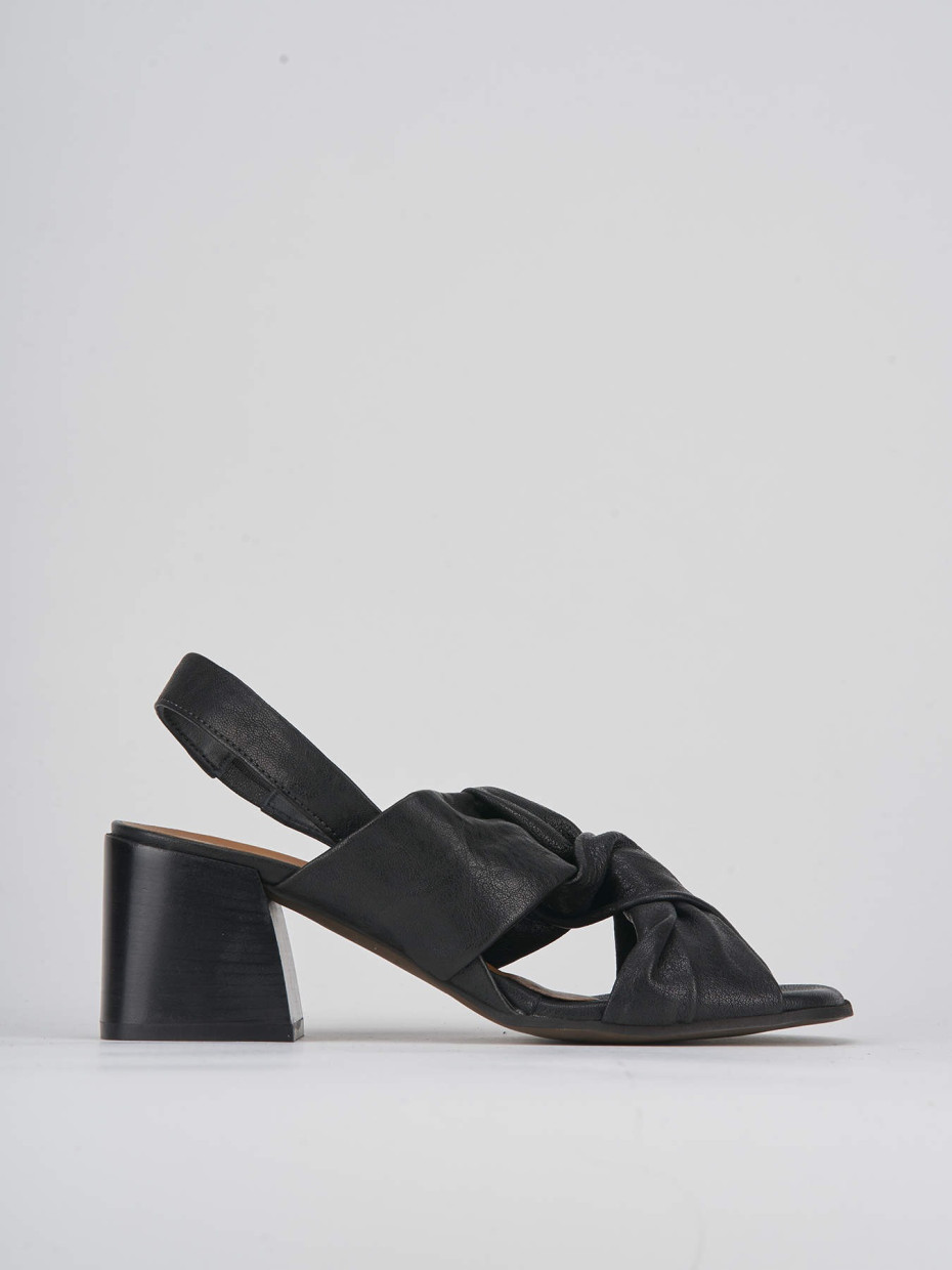 Sandalo tacco 5 cm nero pelle